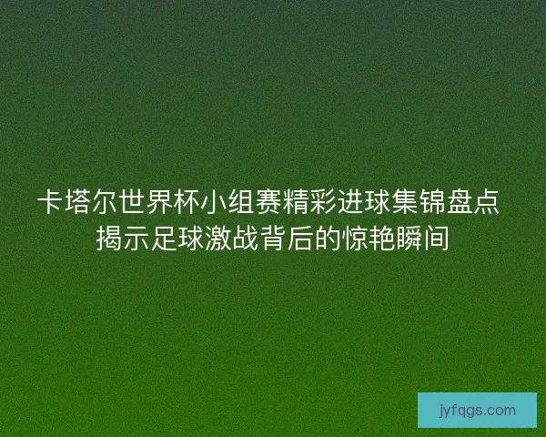 卡塔尔世界杯小组赛精彩进球集锦盘点 揭示足球激战背后的惊艳瞬间